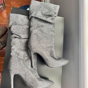 Jessica Simpson Sparkling Gray Heeled Boots